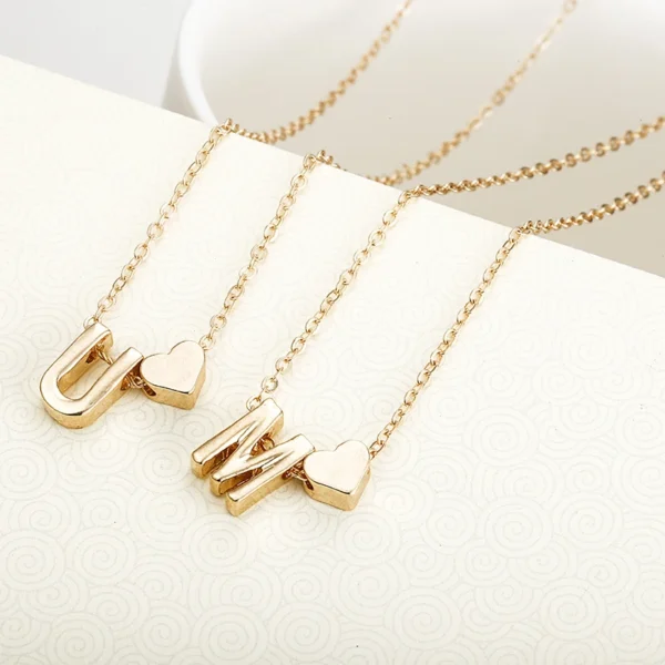 Fashion Tiny Heart Dainty Initial Necklace With Letter Name Choker Necklace For Women Pendant Jewelry Accessories Gift - Image 9