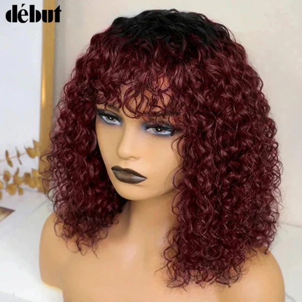 Jerry Curly Short Pixie Bob Cut Human Hair Wigs With Bangs For Women Wear To Go Peruvian Highlight Honey Water Wave Wigs - Image 11