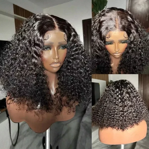 Kinky Curly Bob Cheap Wig Lace Frontal Human Hair Wigs 100% Brazilian Glueless Short Water Curly ForWomen 180Density Wear And Go - Image 5