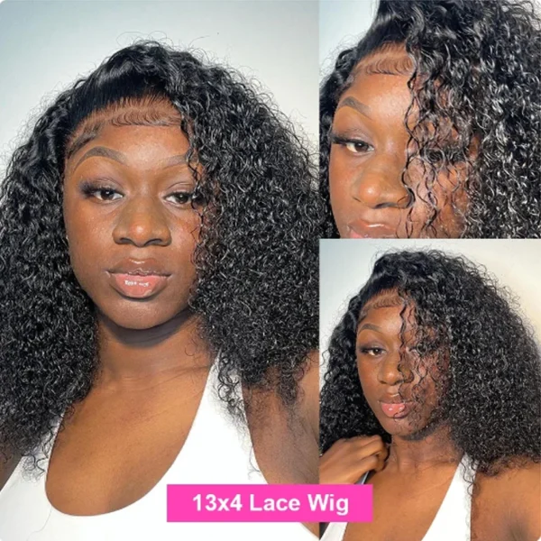 Kinky Curly Bob Cheap Wig Lace Frontal Human Hair Wigs 100% Brazilian Glueless Short Water Curly ForWomen 180Density Wear And Go - Image 11