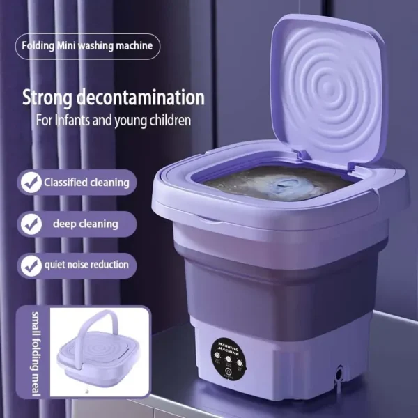 8L Foldable Washing Machine Mini Household Clothes Socks Underwear Cleaning Washer Travel Washing Machine With Drying - Image 4