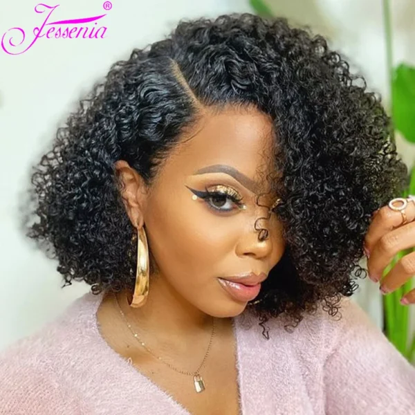 Kinky Curly Bob Cheap Wig Lace Frontal Human Hair Wigs 100% Brazilian Glueless Short Water Curly ForWomen 180Density Wear And Go - Image 9