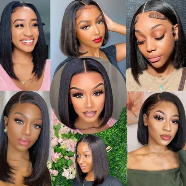 Wear Go Glueless Bob Wig Lace Front Human Hair Wigs Short Pre Plucked Straight 13x4 HD Transparent Lace Frontal Wig Bob on Sale - Image 25