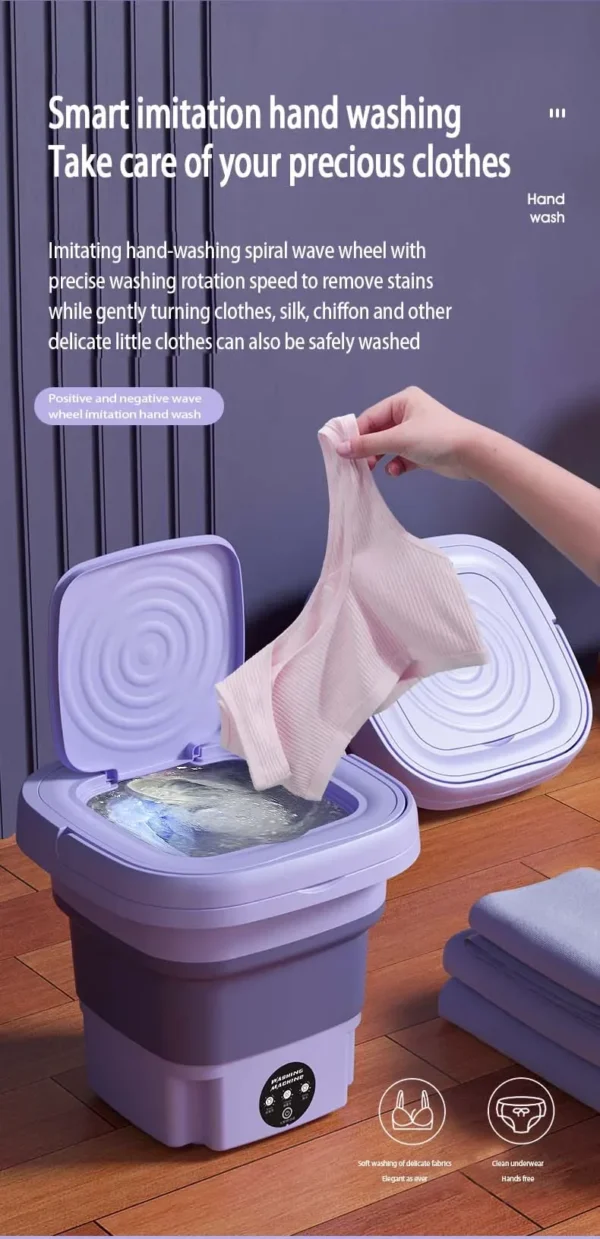 8L Foldable Washing Machine Mini Household Clothes Socks Underwear Cleaning Washer Travel Washing Machine With Drying - Image 18