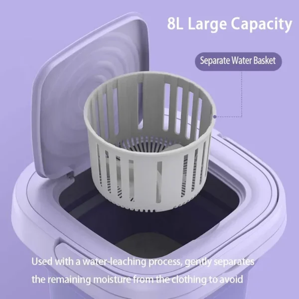 8L Foldable Washing Machine Mini Household Clothes Socks Underwear Cleaning Washer Travel Washing Machine With Drying - Image 5