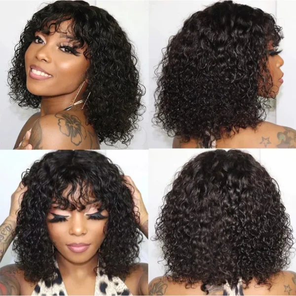 Jerry Curly Short Pixie Bob Cut Human Hair Wigs With Bangs For Women Wear To Go Peruvian Highlight Honey Water Wave Wigs - Image 13