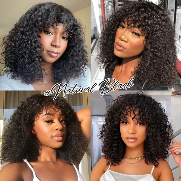 Jerry Curly Short Pixie Bob Cut Human Hair Wigs With Bangs For Women Wear To Go Peruvian Highlight Honey Water Wave Wigs - Image 19