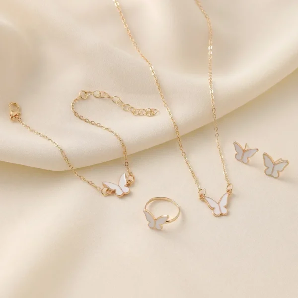 Romantic Butterfly Jewelry Sets Crystal Acrylic Bracelet Ring Necklace Earring Set for Women Wedding Dinner Dress Accessories - Image 9