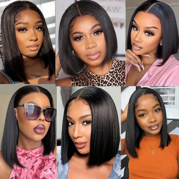 Wear Go Glueless Bob Wig Lace Front Human Hair Wigs Short Pre Plucked Straight 13x4 HD Transparent Lace Frontal Wig Bob on Sale - Image 6