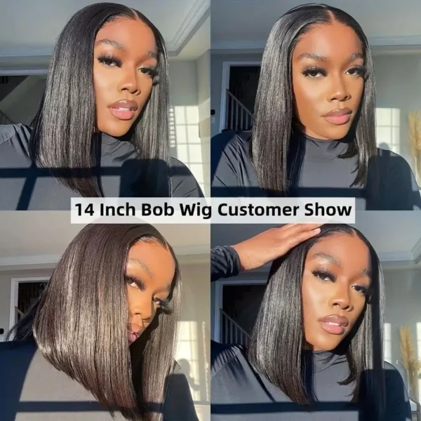 Clearance Sale Human Hair Bob Wig 13x4 Straight Lace Frontal 8-14 Inches Pre Plucked Hair Wigs Brazilian Remy Bone Straight Bob - Image 5