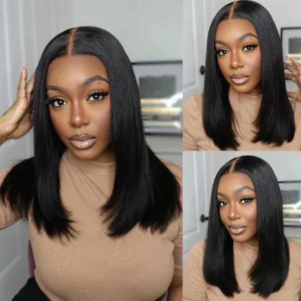 Wear Go Glueless Bob Wig Lace Front Human Hair Wigs Short Pre Plucked Straight 13x4 HD Transparent Lace Frontal Wig Bob on Sale - Image 14