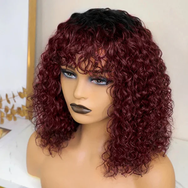 Jerry Curly Short Pixie Bob Cut Human Hair Wigs With Bangs For Women Wear To Go Peruvian Highlight Honey Water Wave Wigs - Image 21