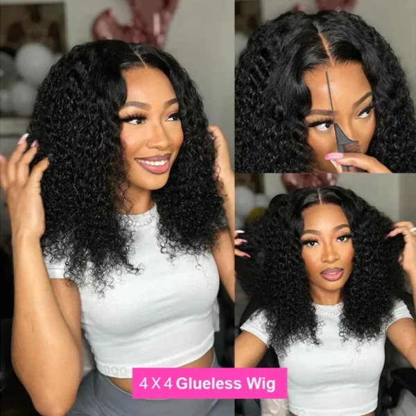 Kinky Curly Bob Cheap Wig Lace Frontal Human Hair Wigs 100% Brazilian Glueless Short Water Curly ForWomen 180Density Wear And Go - Image 14