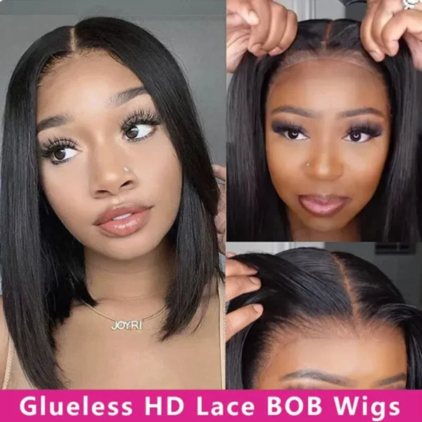 Wear Go Glueless Bob Wig Lace Front Human Hair Wigs Short Pre Plucked Straight 13x4 HD Transparent Lace Frontal Wig Bob on Sale - Image 19