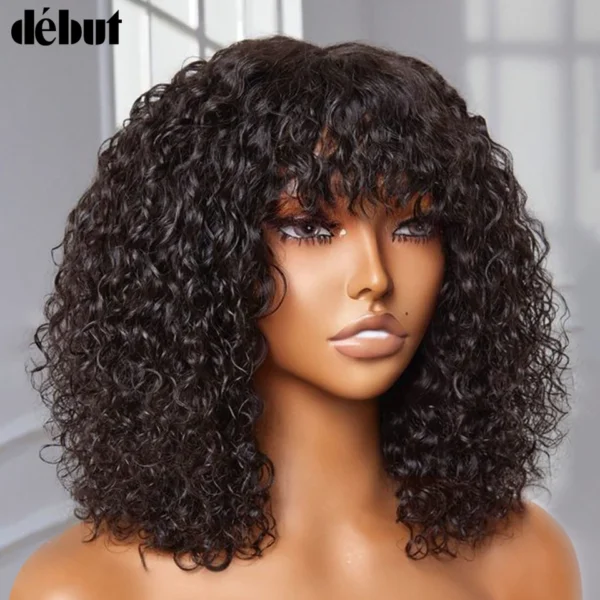 Jerry Curly Short Pixie Bob Cut Human Hair Wigs With Bangs For Women Wear To Go Peruvian Highlight Honey Water Wave Wigs - Image 8