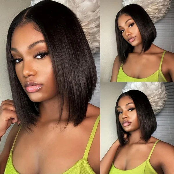 Wear Go Glueless Bob Wig Lace Front Human Hair Wigs Short Pre Plucked Straight 13x4 HD Transparent Lace Frontal Wig Bob on Sale - Image 16