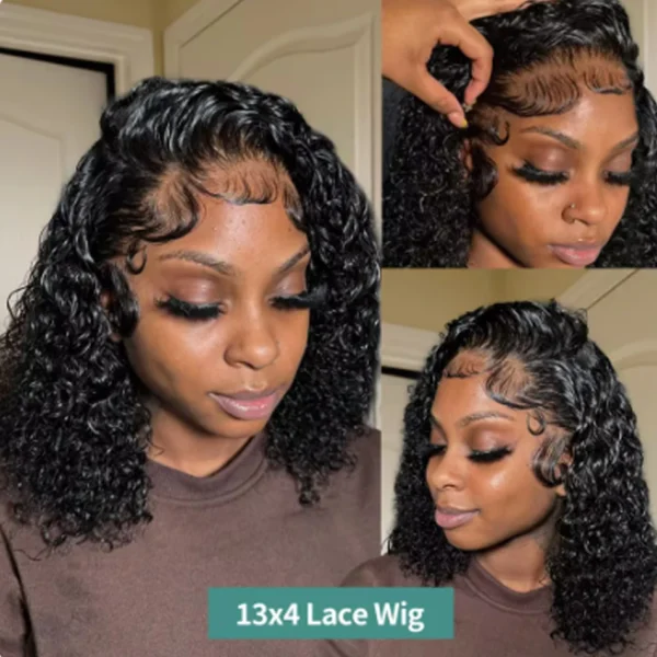 Kinky Curly Bob Cheap Wig Lace Frontal Human Hair Wigs 100% Brazilian Glueless Short Water Curly ForWomen 180Density Wear And Go - Image 13