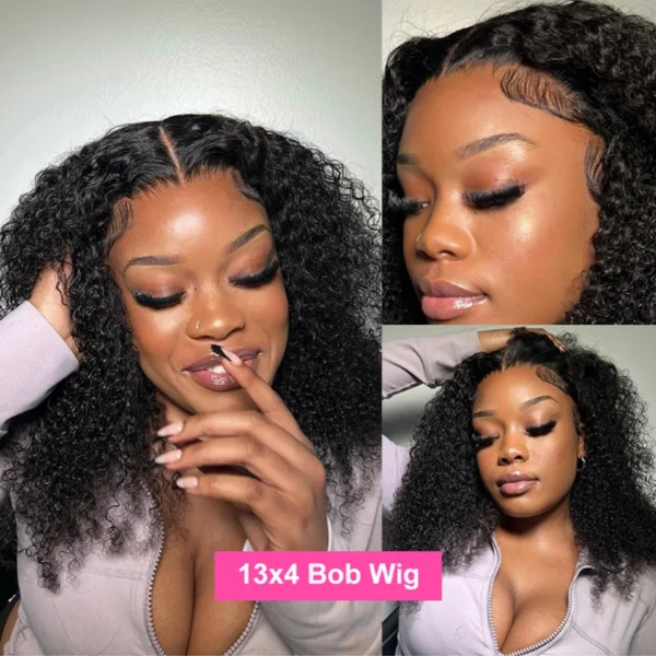 Kinky Curly Bob Cheap Wig Lace Frontal Human Hair Wigs 100% Brazilian Glueless Short Water Curly ForWomen 180Density Wear And Go - Image 10