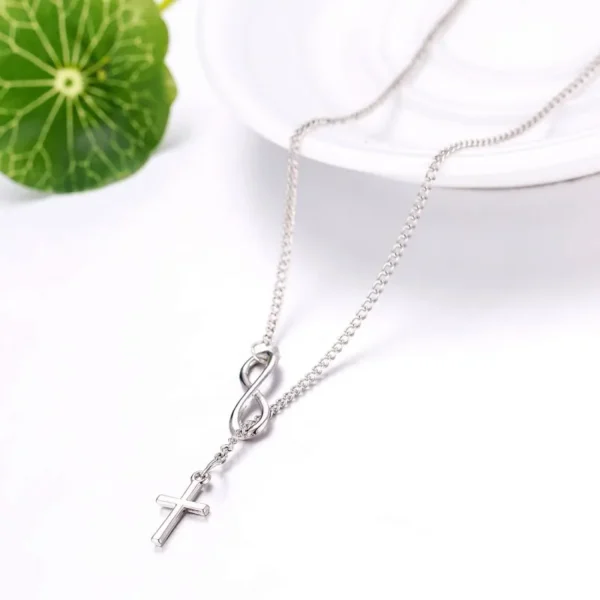 Unique Fashion Jewelry Infinity 8 Bit Minimalist Luck Cross Pendant Necklace Best Friend Chain Necklaces for Women Wholesale - Image 3