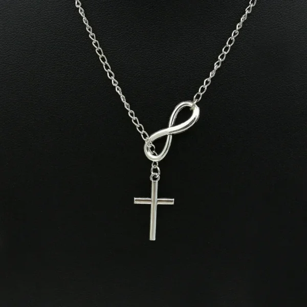 Unique Fashion Jewelry Infinity 8 Bit Minimalist Luck Cross Pendant Necklace Best Friend Chain Necklaces for Women Wholesale - Image 2