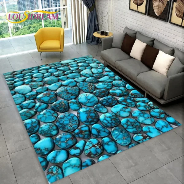 3D Stone Footprint Beach Pebbles Area Rug,Carpet Rug for Home Living Room Bedroom Sofa Doormat Kitchen Decor Non-slip Floor Mat - Image 4