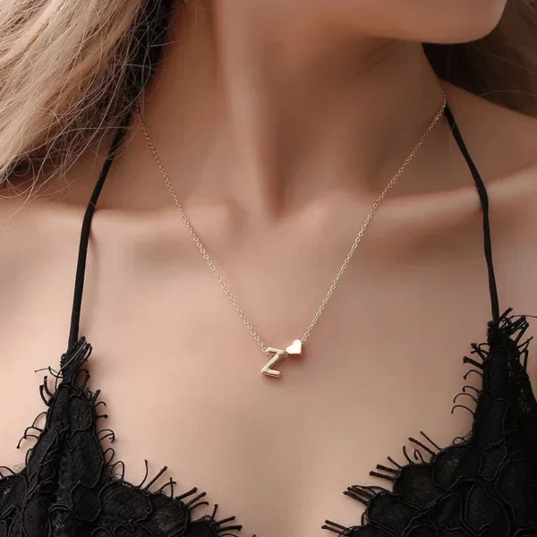 SUMENG Fashion Tiny Heart Dainty Initial Necklace Gold Silver Color Letter Name Choker For Women Pendant Jewelry Gift - Image 6