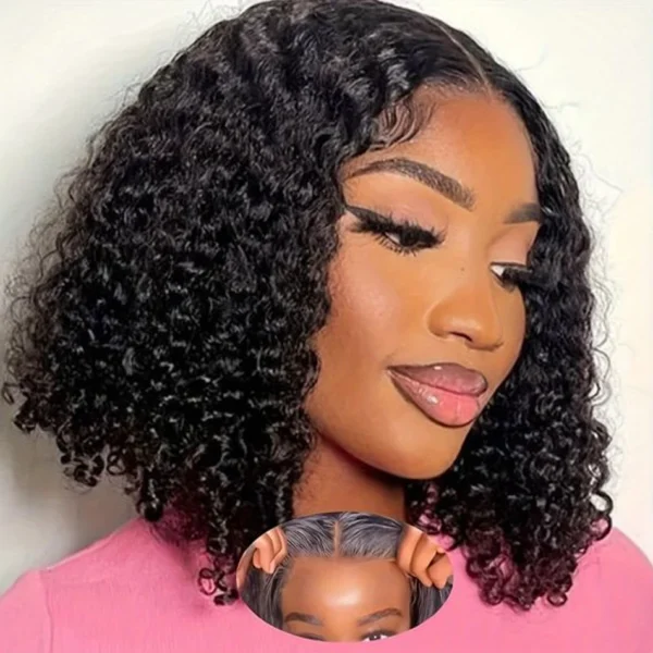 Jessenia Glueless Wig Human Hair Ready To Wear Kinky Curly Bob Wigs For Women Deep Curl Bob Wig 100% Human Hair Wigs PreCut Lace