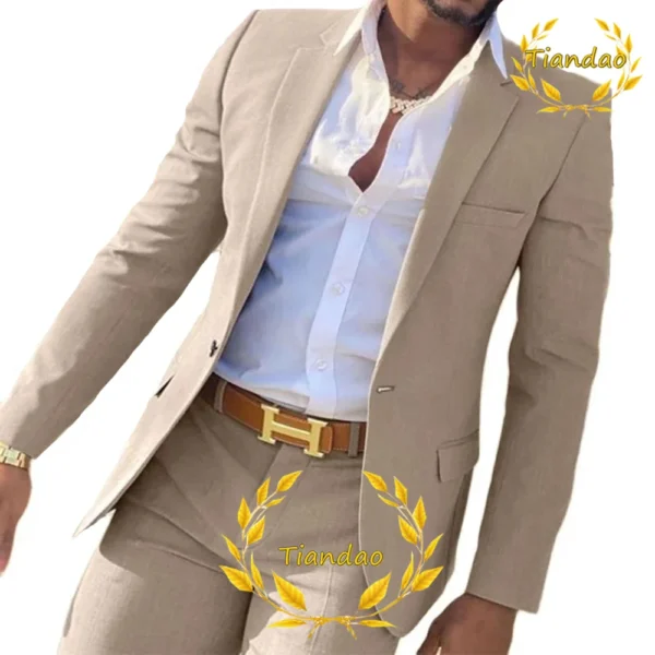 Suit for Men2-Piece Business Jacket Pants Khaki Wedding Best Man Tuxedo Slim Fit Formal Blazer Set Custom