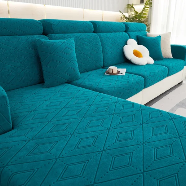 Tretchable Leaf Pattern Sofa Cover, Non-Slip, Pet Friendly, Modern Design, Fits L-Shaped, 1, 2, 3, 4 Seater Sofas