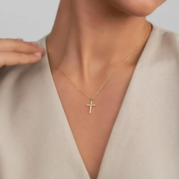 Fashion Silver Color Girls Hammer Pattern Necklace Simple Individuality Cross Shaped Pendant Women's Gift Boutique Jewelry - Image 3