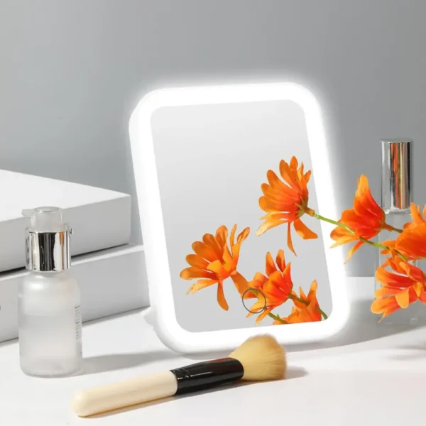 LED Makeup Mirror 3 Light Portable Standing Folding Vanity Mirroir Adjustable Magnifying Compect Cosmetics Mirror - Image 2