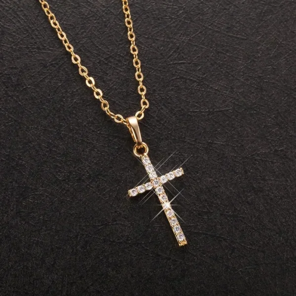 Fashion Silver Color Girls Hammer Pattern Necklace Simple Individuality Cross Shaped Pendant Women's Gift Boutique Jewelry - Image 5