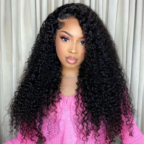 Wear And Go Glueless Wig Kinky Curly Human Hair Wigs 30 32 Inch 13x4 HD Lace Frontal Wigs Pre Plucked Pre Cut Human Hair Wigs