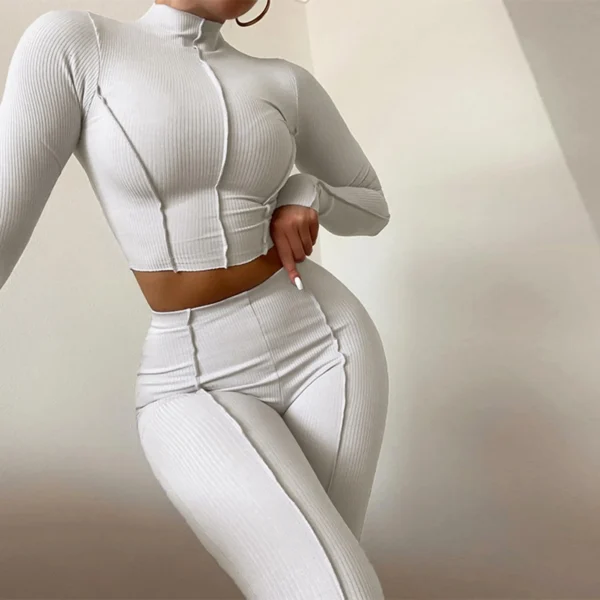 2025 Contrast Stitch Backless Bodycon Jumpsuit Sports Two Piece Set Outfits 2023 White Skinny Bodycon Womens Streetwear Clothes