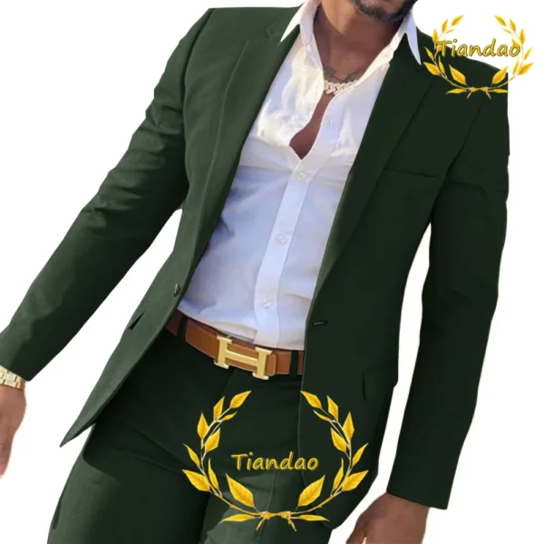 Suit for Men2-Piece Business Jacket Pants Khaki Wedding Best Man Tuxedo Slim Fit Formal Blazer Set Custom - Image 5