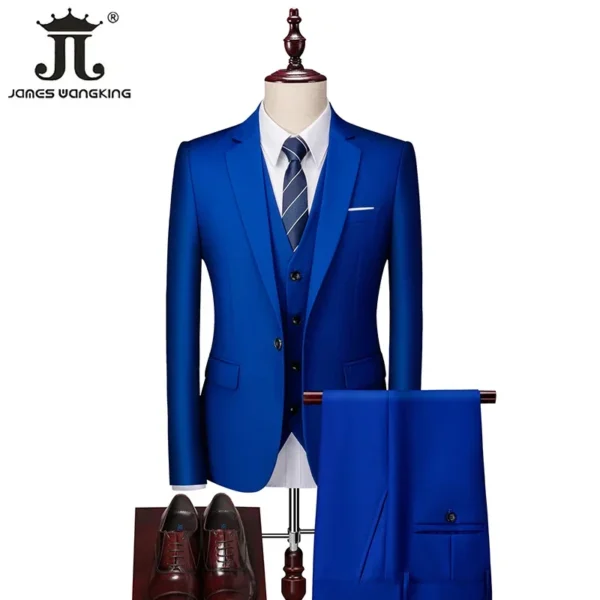 M-6XL 15 Colors ( Jacket+Vest+Pants ) Formal Business Office Men's Suits Groom Wedding Dress Party Dress Solid color Suit - Image 4