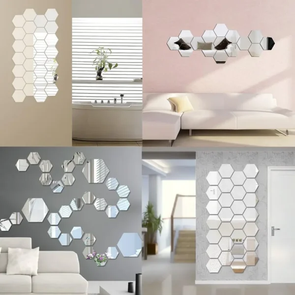 6/12Pcs Hexagon Acrylic Mirror Wall Stickers Home Decor DIY Removable Mirror Sticker Living-Room Decal Art Ornaments For Home - Image 2