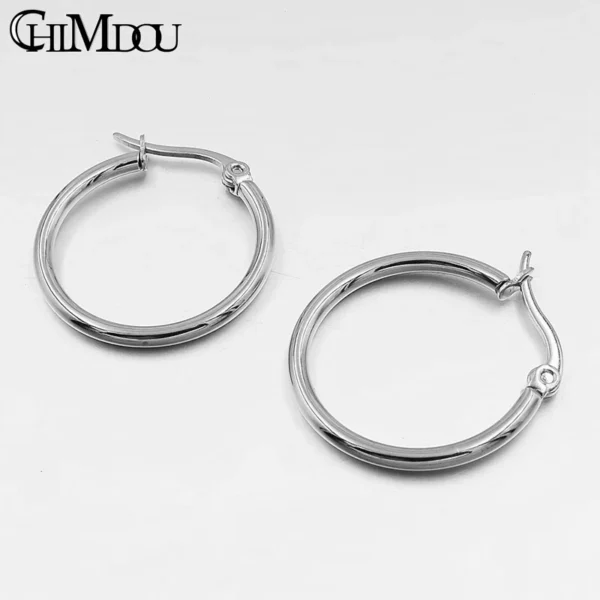 CHIMDOU Gold color Stainless Steel Earrings 2024 Women Small or Big Hoop Earrings Party Rock Gift, Two colors wholesale - Image 6