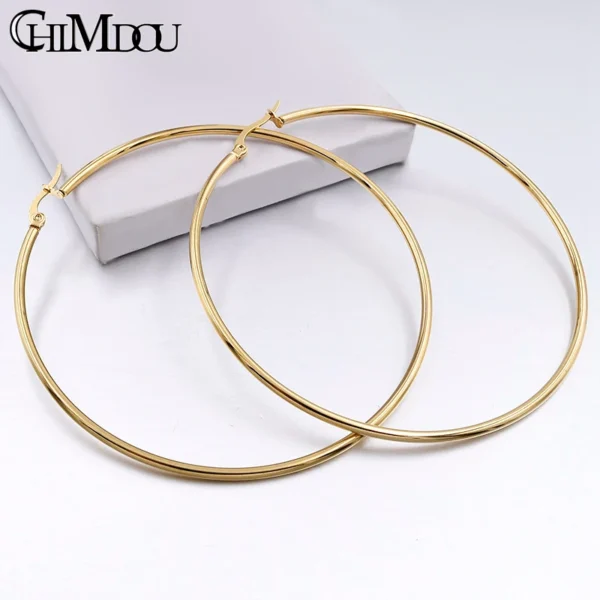 CHIMDOU Gold color Stainless Steel Earrings 2024 Women Small or Big Hoop Earrings Party Rock Gift, Two colors wholesale - Image 3