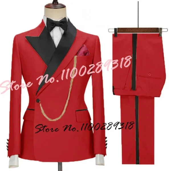 2024 Latest Designs Luxury Men Suit Set Slim fit Groomsmen Groom Wedding Dress Tuxedos Costume Homme Mariage 2PCS(Blazer+Pants) - Image 5