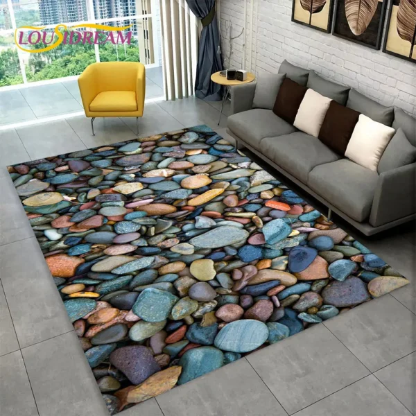 3D Stone Footprint Beach Pebbles Area Rug,Carpet Rug for Home Living Room Bedroom Sofa Doormat Kitchen Decor Non-slip Floor Mat - Image 5