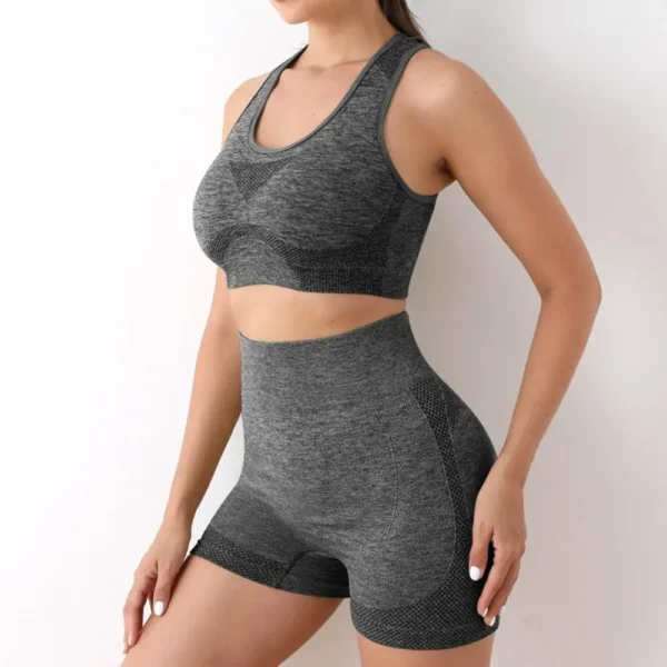 Sports Bra Set Vest Sports Bra Women's High Waist Sportswear Set with V Neck Vest Skinny Shorts Quick Dry Sweat for Active - Image 5