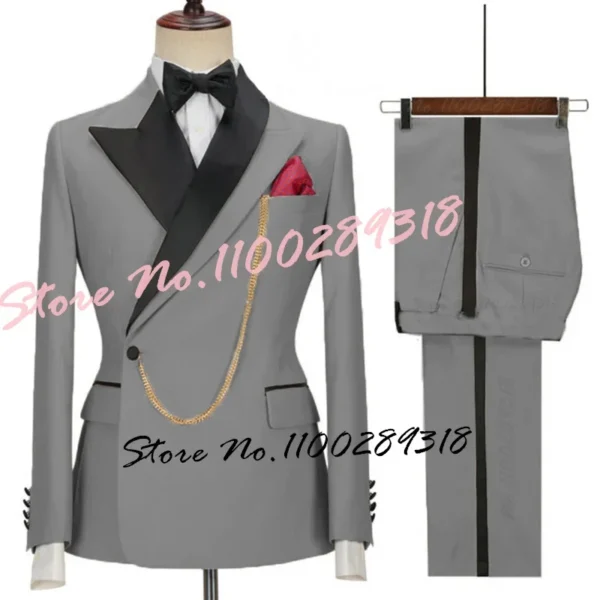 2024 Latest Designs Luxury Men Suit Set Slim fit Groomsmen Groom Wedding Dress Tuxedos Costume Homme Mariage 2PCS(Blazer+Pants) - Image 4