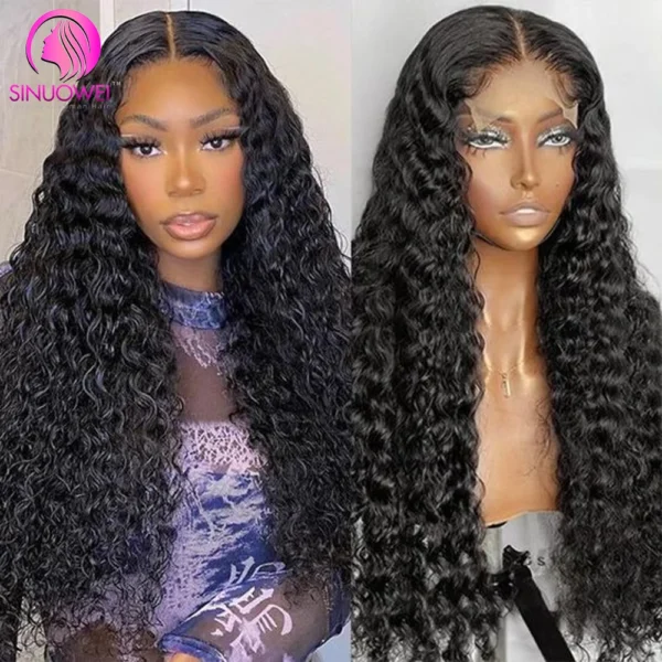 Deep Wave Lace Front Human Hair Wigs 180% Density 13x6 Lace Frontal Wigs 100% Human Hair Deep Wave Lace Front Wig Pre Plucked