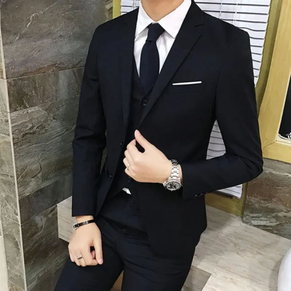 3 Pieces Wedding Business Men Formal Suit Men Vest Blazer Pants Set Wedding Suits For Men Elegant Blazers Set Vest Pants Coat - Image 3