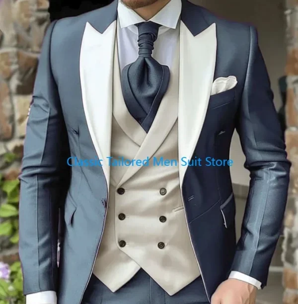 Elegant Wedding 3 Piece Jacket Pants Vest Full Set Luxury Single Breasted Peak Lapel Purple Male Clothing Men's Suits Blazer - Image 3