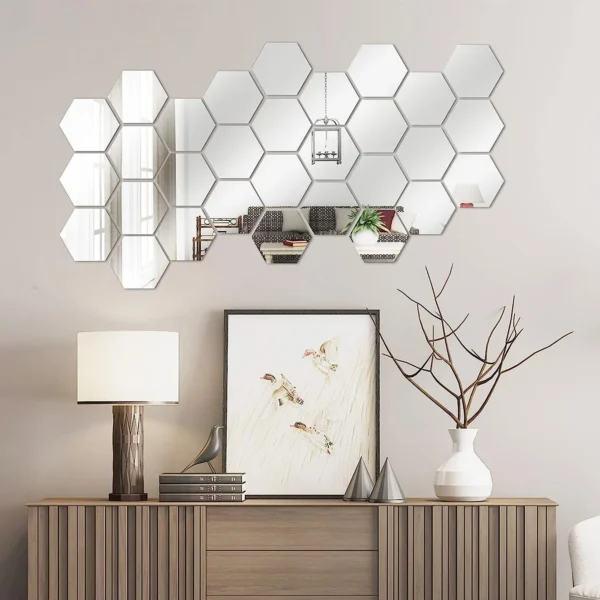 6/12PCS DIY 3D Mirror Wall Stickers Hexagon Home Decor Mirror Decor Sticker Mural Removable Living-Room Decal Art Ornament Hot - Image 2