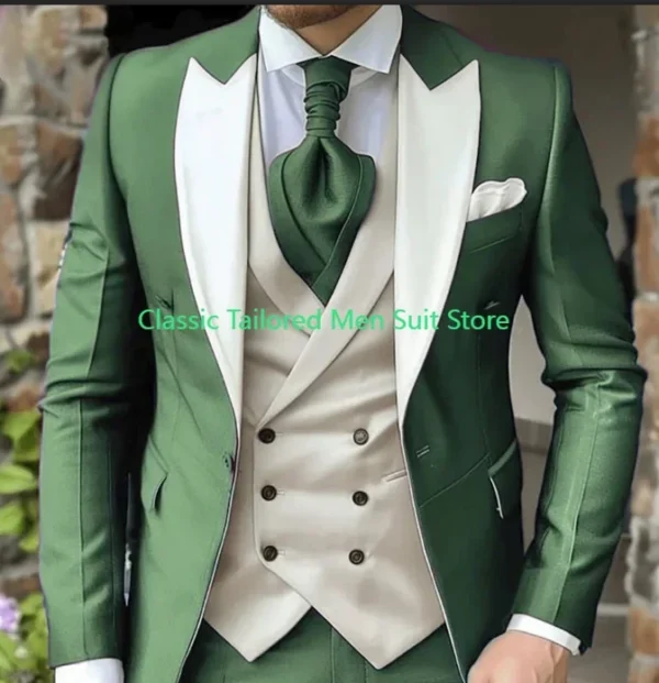 Elegant Wedding 3 Piece Jacket Pants Vest Full Set Luxury Single Breasted Peak Lapel Purple Male Clothing Men's Suits Blazer - Image 2