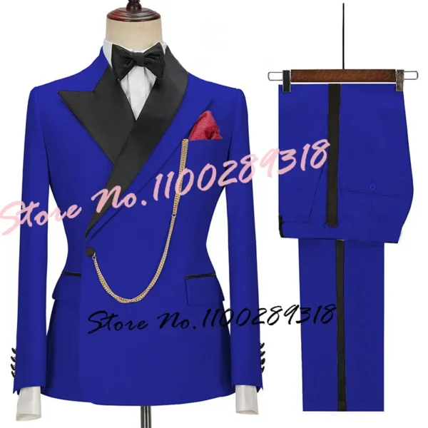 2024 Latest Designs Luxury Men Suit Set Slim fit Groomsmen Groom Wedding Dress Tuxedos Costume Homme Mariage 2PCS(Blazer+Pants) - Image 6