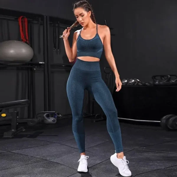 2 Pieces Women's Tracksuit Seamless Yoga Set Workout Sportswear Gym Clothing High Waist Leggings Fitness Sports Suits - Image 2